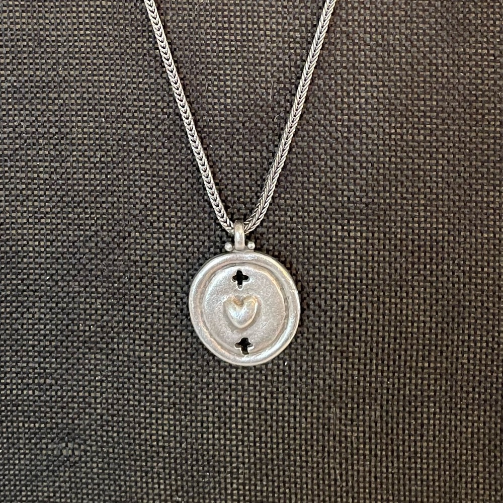 Silver Heart and Cross Pendant Necklace